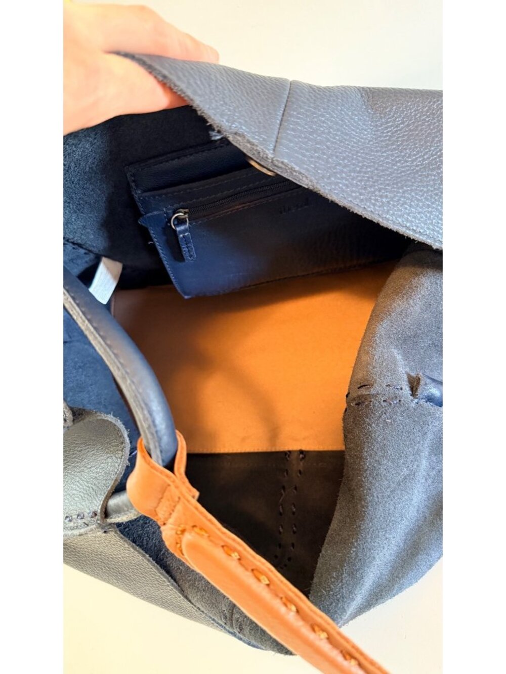 The Sak Los Feliz Indigo Leather Large Tote with Tassel Charm - Picture 11 of 16